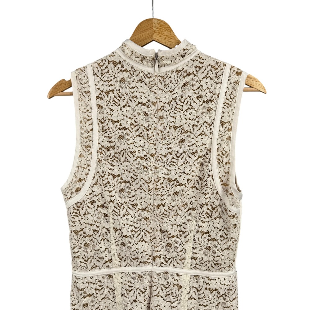 House of CB Caitlyn Lace Bodycon Dress Size Large White Sleeveless Mock Neck - Picture 7 of 10